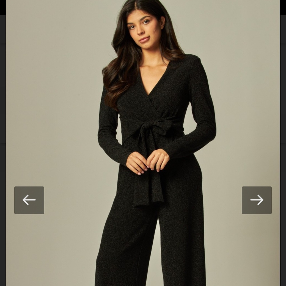 Women’s Black Wrap Jumpsuit with Tie Waist